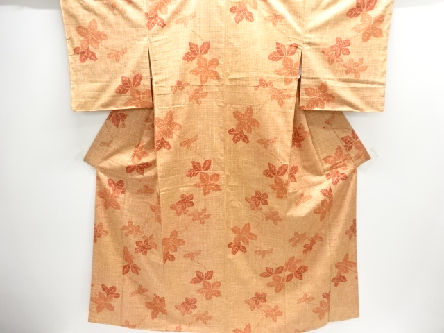 JAPANESE KIMONO / UNUSED TSUMUGI / LEAF